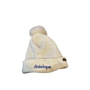 Imperial Headwear Antelope‎ Confetti Knit Beanie Pom Pom Hat Cream Blue Flecked